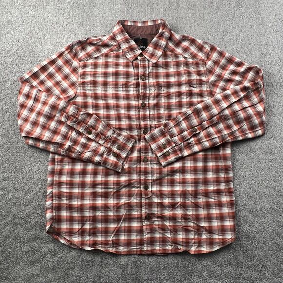 PrAna Shirt Adult Medium Check Button Up Long Sleeve Outdoor Casual Men's - Picture 1 of 14